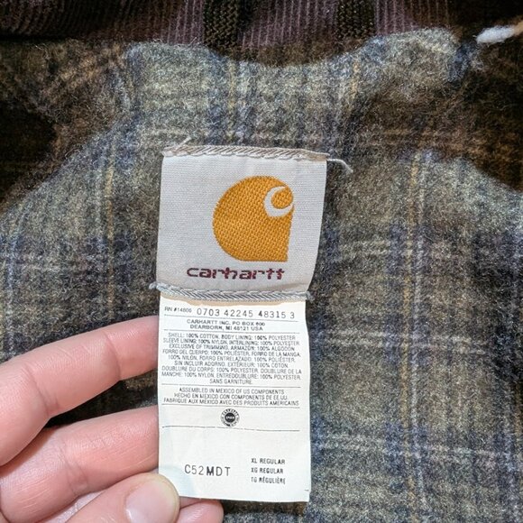 Carhartt Navy Blue Chore Coat Blanket Lined Size XL - Picture 8 of 13